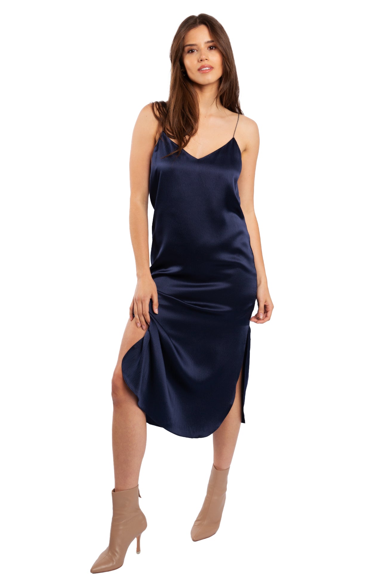 silk slip dress navy blue satin slip dress Navy Silk Slip Dress